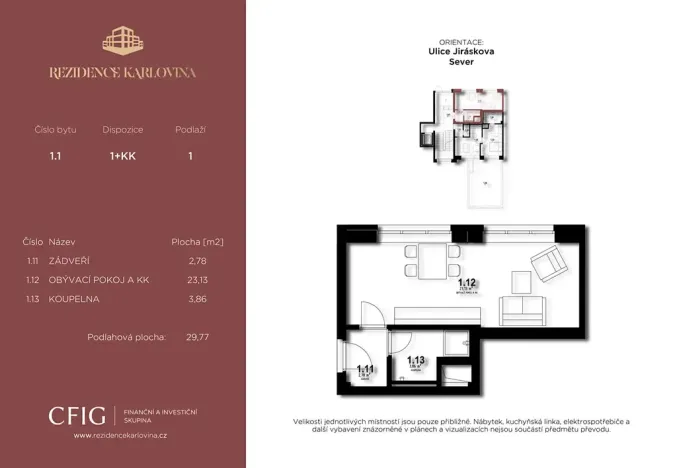 Prodej bytu 1+kk, Pardubice, Jiráskova, 29 m2