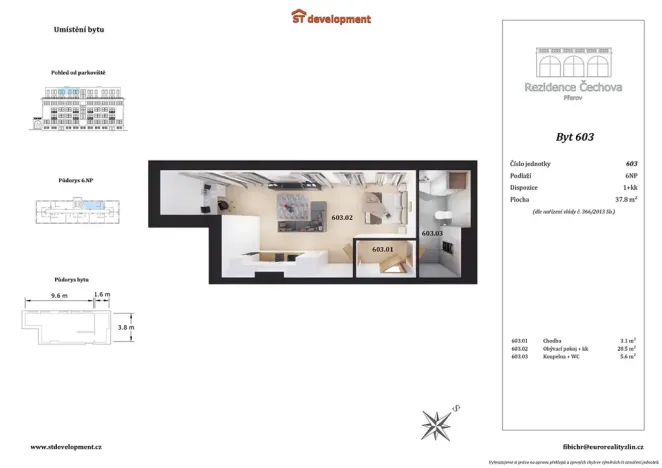 Pronájem bytu 1+kk, Přerov, Čechova, 38 m2