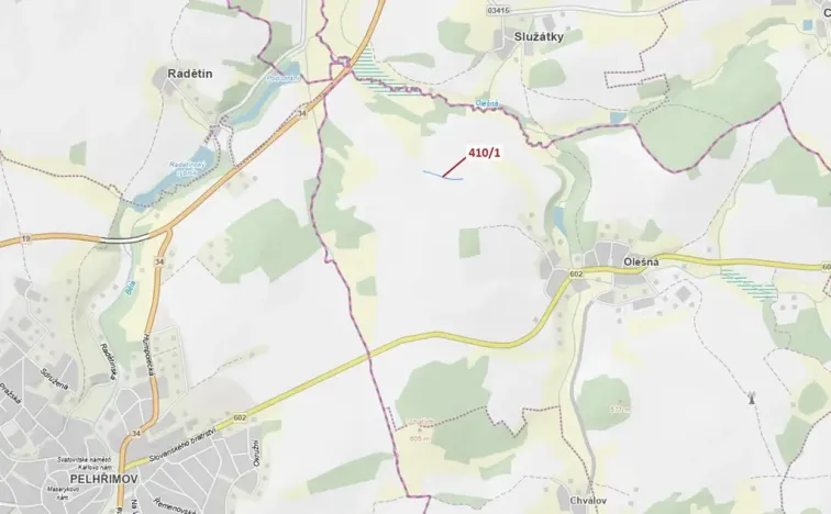 Dražba pozemku, Olešná, 783 m2