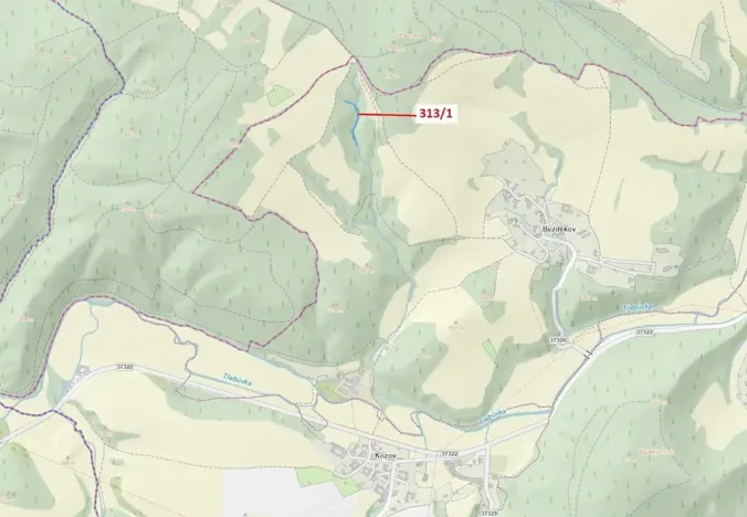 Dražba lesa, Bouzov, 1158 m2