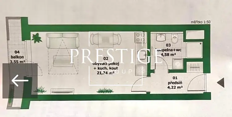 Pronájem bytu 1+kk, Praha - Malešice, Nad úžlabinou, 35 m2
