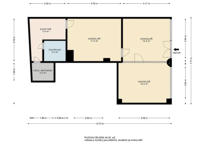 Prodej kanceláře, Brno - Královo Pole, Mojmírovo náměstí, 65 m2