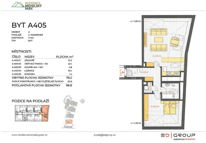 Prodej bytu 2+kk, Praha - Michle, Michelská, 99 m2