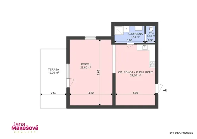 Prodej bytu 2+kk, Holubice, 63 m2