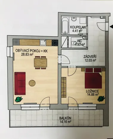 Pronájem bytu 2+kk, Liberec - Liberec VI-Rochlice, Pastelová, 73 m2