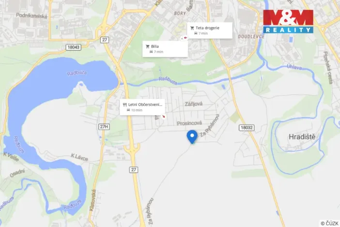 Pronájem zahrady, Plzeň, Za Rybárnou, 400 m2