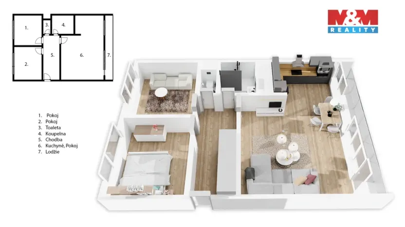 Prodej bytu 3+kk, Pardubice - Polabiny, Družstevní, 54 m2