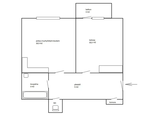 Pronájem bytu 2+kk, Praha - Strašnice, Za poštou, 41 m2