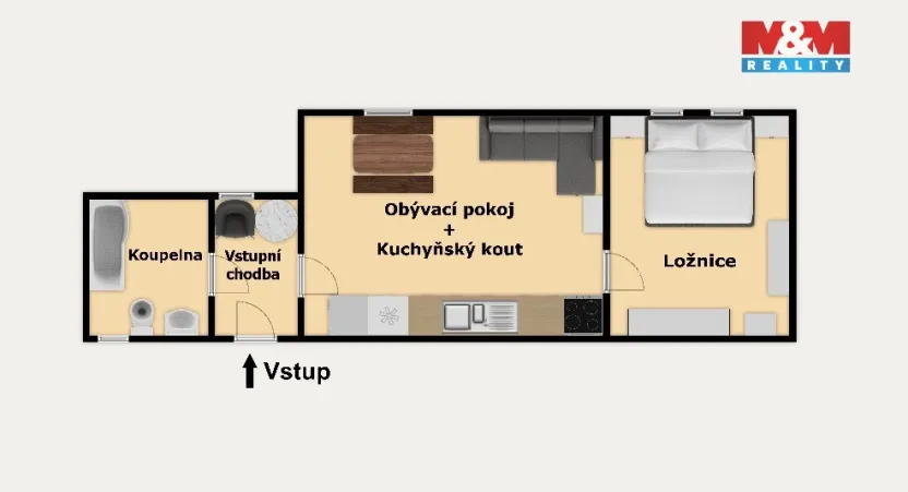 Prodej bytu 2+kk, Praha, Mladých Běchovic, 49 m2
