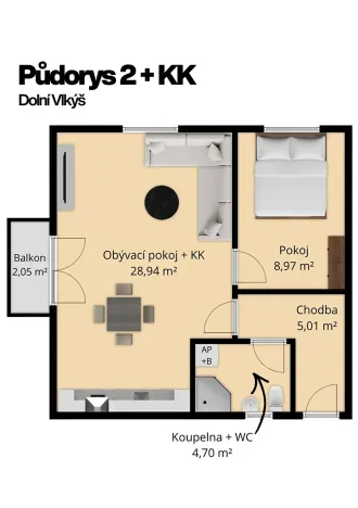 Prodej bytu 2+kk, Plzeň, 47 m2