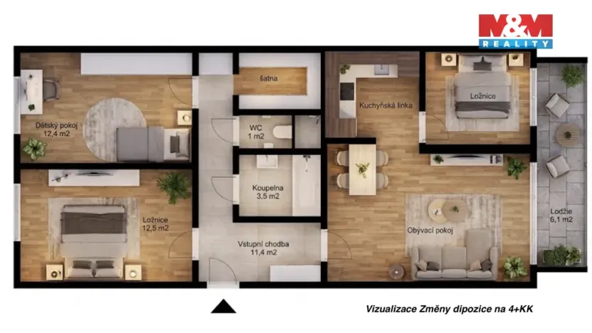 Prodej bytu 3+1, Praha - Stodůlky, Prusíkova, 74 m2