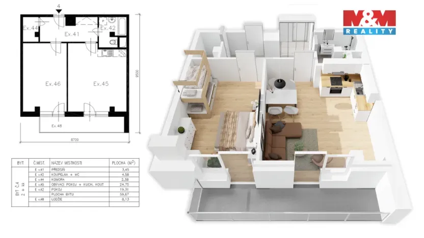 Prodej bytu 2+kk, Brno - Líšeň, Molákova, 61 m2