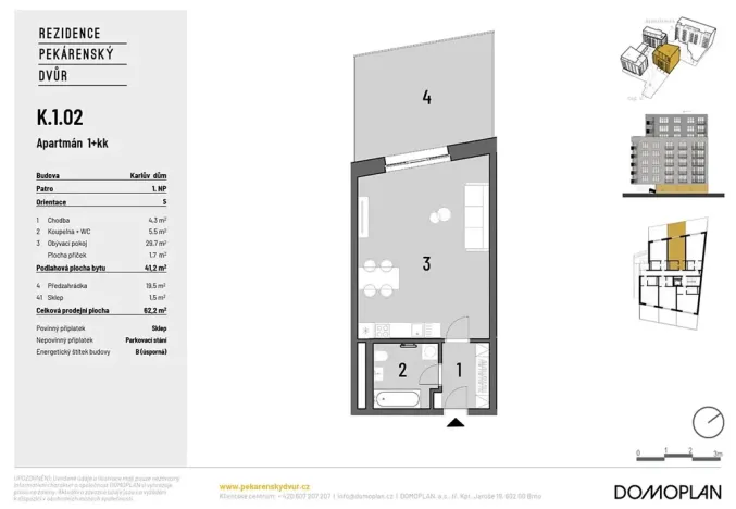 Prodej bytu 1+kk, Brno, Bratislavská, 41 m2