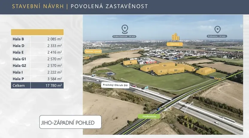 Prodej komerčního pozemku, Vestec, Hodkovická, 15258 m2