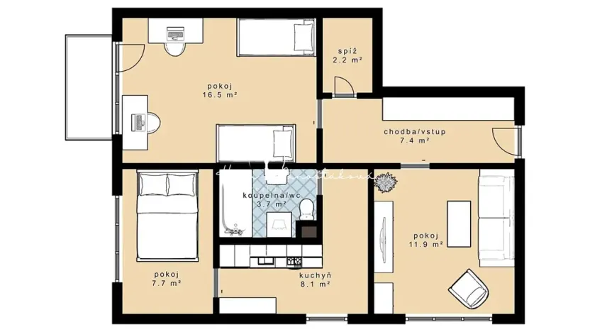 Pronájem bytu 3+1, České Budějovice, Sokolská, 63 m2
