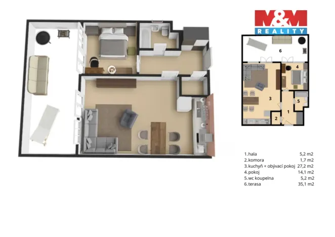 Pronájem bytu 2+kk, Praha - Prosek, Čakovická, 55 m2