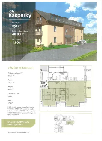 Prodej bytu 2+kk, Kašperské Hory, Česká, 48 m2