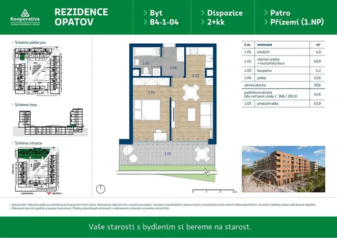 Pronájem bytu 2+kk, Praha - Chodov, Líbalova, 42 m2