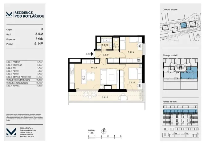 Prodej bytu 3+kk, Praha - Košíře, Leitzova, 70 m2