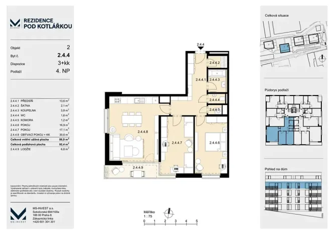 Prodej bytu 3+kk, Praha - Košíře, Leitzova, 87 m2