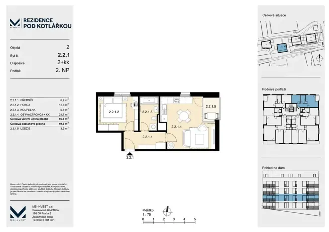 Prodej bytu 2+kk, Praha - Košíře, Leitzova, 47 m2