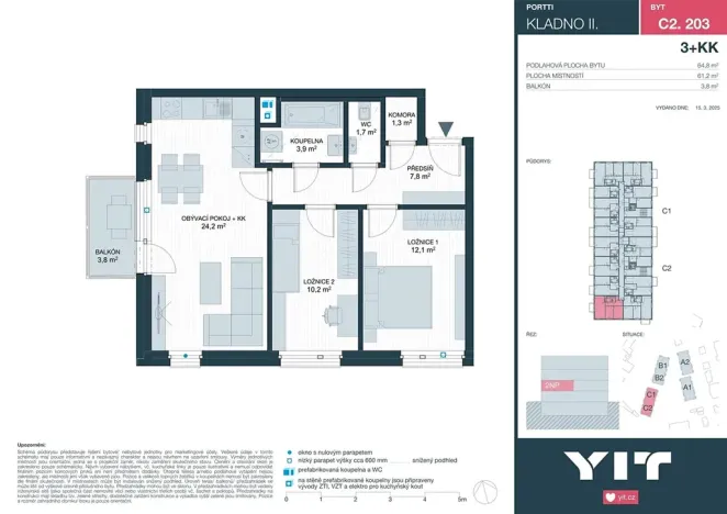 Prodej bytu 3+kk, Kladno, Ke stadionu, 61 m2