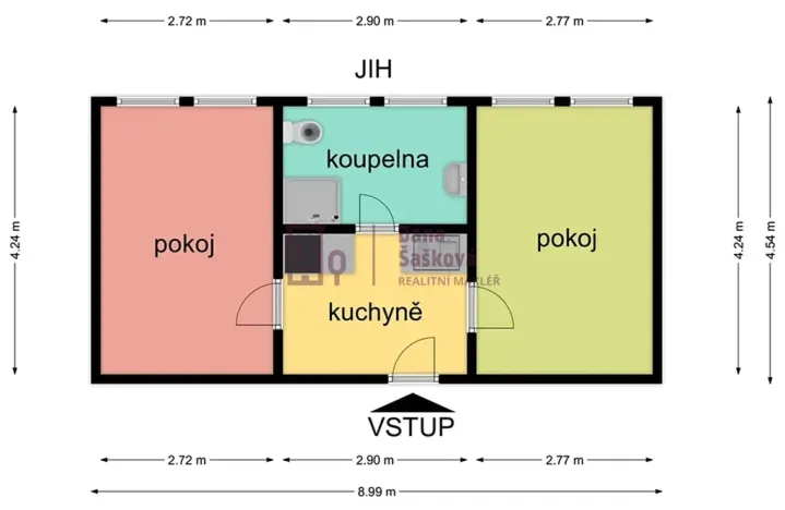 Pronájem bytu 2+1, Jindřichův Hradec, Miřiovského, 35 m2