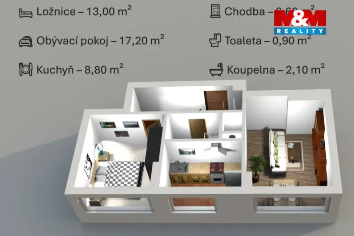 Pronájem bytu 2+1, Vlašim, A. Roškotové, 48 m2