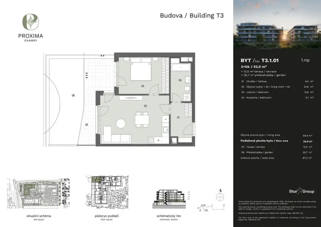 Prodej bytu 2+kk, Praha - Dolní Chabry, Cítovská, 53 m2