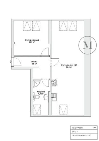 Pronájem bytu 2+kk, České Budějovice, Novohradská, 50 m2