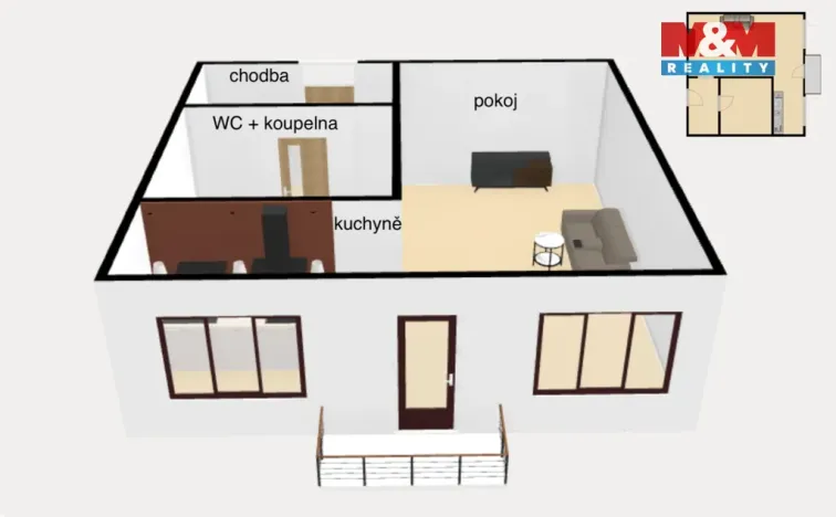 Pronájem bytu 1+kk, Náchod, Pražská, 27 m2