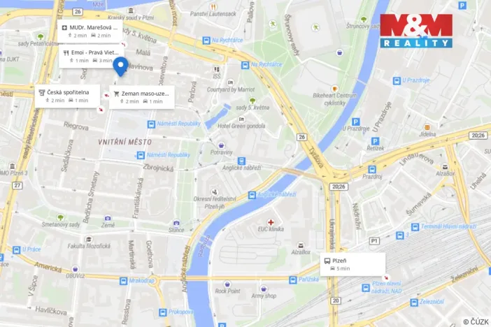 Pronájem obchodního prostoru, Plzeň - Vnitřní Město, Dominikánská, 36 m2