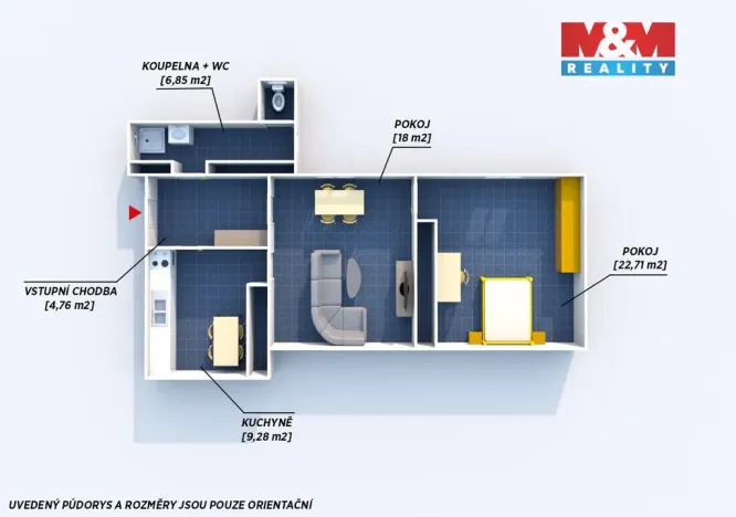 Pronájem bytu 2+1, Nepomuk, náměstí Augustina Němejce, 61 m2