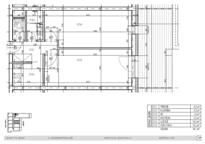 Pronájem bytu 2+1, Brno, Hlinky, 44 m2