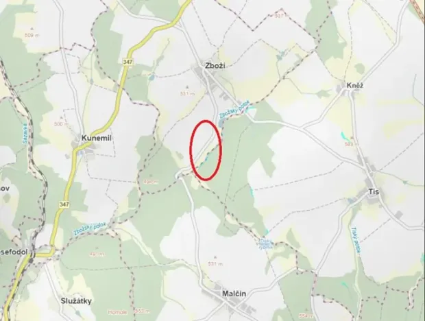 Prodej lesa, Tis, 906 m2