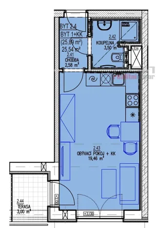 Pronájem bytu 1+kk, Brno, Ondrova, 33 m2