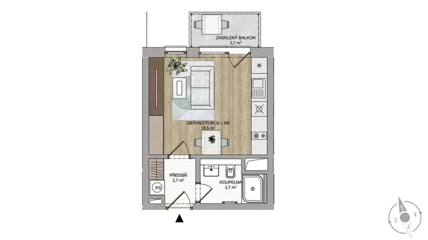 Prodej bytu 1+kk, Praha - Košíře, Naskové, 29 m2