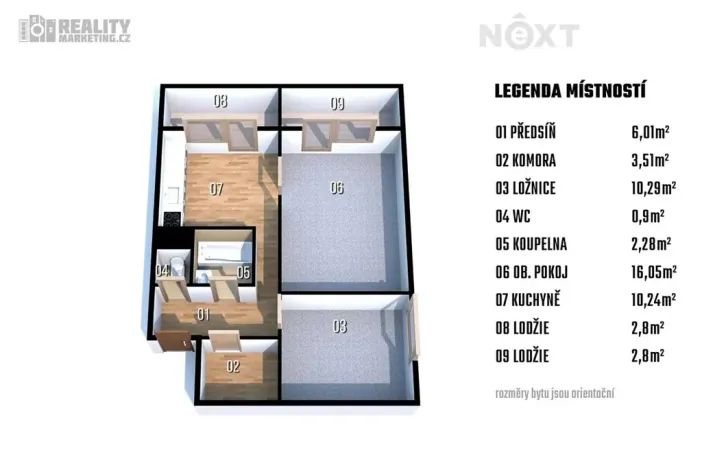 Prodej bytu 2+1, Mokrá-Horákov, 57 m2