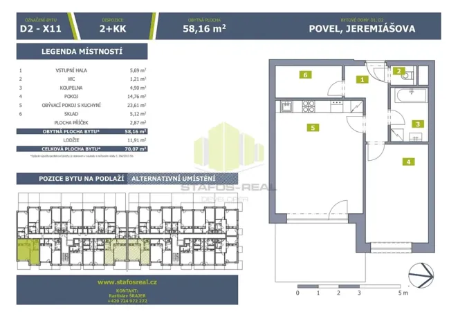 Prodej bytu 2+kk, Olomouc, Jeremiášova, 58 m2