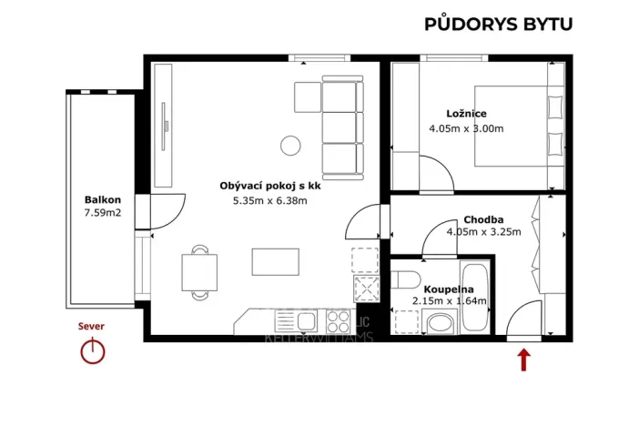 Prodej bytu 2+kk, Praha - Čakovice, Rýnská, 59 m2