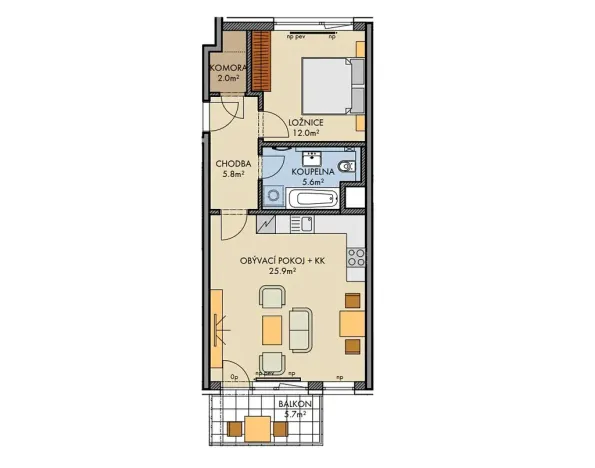Prodej bytu 2+kk, Praha - Ruzyně, Huppnerova, 53 m2