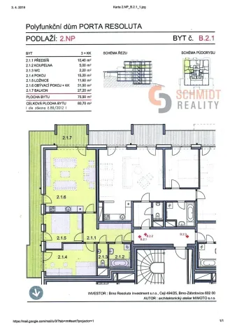 Pronájem bytu 3+kk, Brno, Provazníkova, 81 m2
