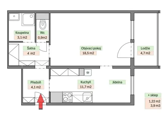 Pronájem bytu 1+1, Praha - Troja, Hnězdenská, 47 m2