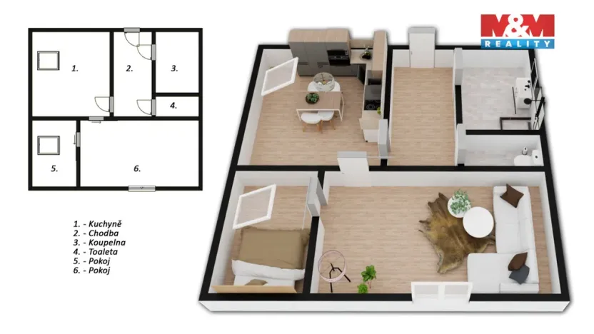 Pronájem bytu 2+1, Senožaty, 49 m2