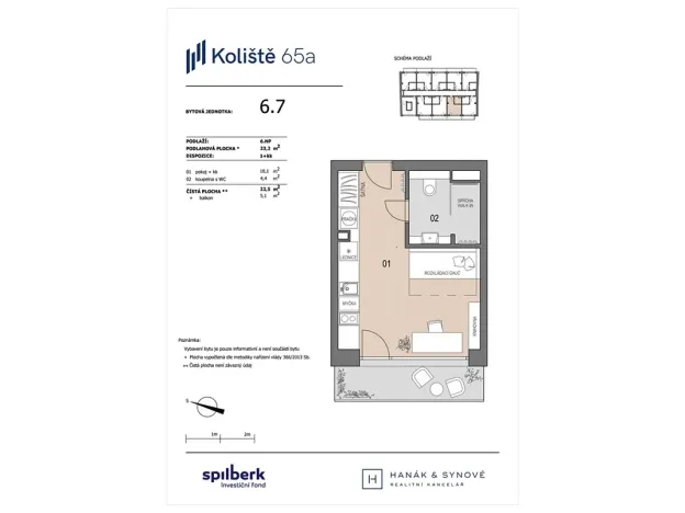 Pronájem bytu 1+kk, Brno, Koliště, 23 m2