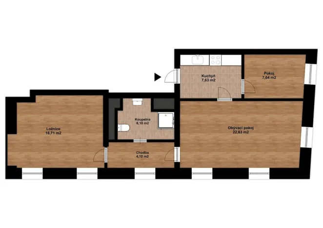 Prodej bytu 3+1, Hostinné, Dolní brána, 67 m2