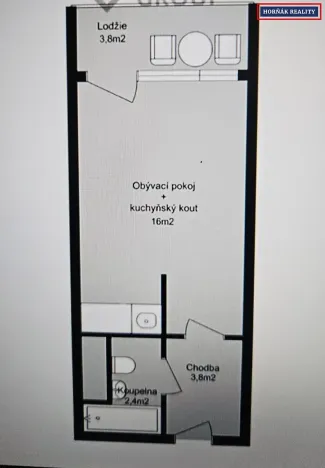 Prodej bytu 1+kk, Praha - Kobylisy, Kyselova, 26 m2