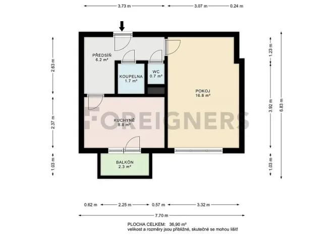 Pronájem bytu 1+1, Brno, Pešinova, 34 m2
