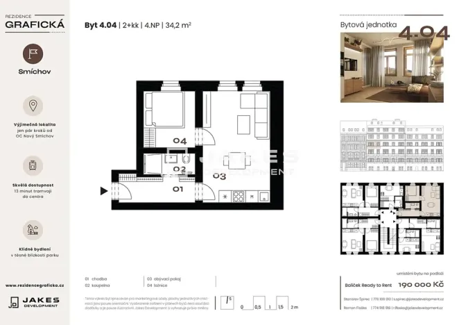 Prodej bytu 2+kk, Praha - Smíchov, Grafická, 34 m2