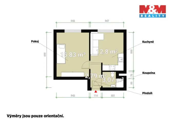Prodej bytu 1+1, Žatec, Pražská, 36 m2